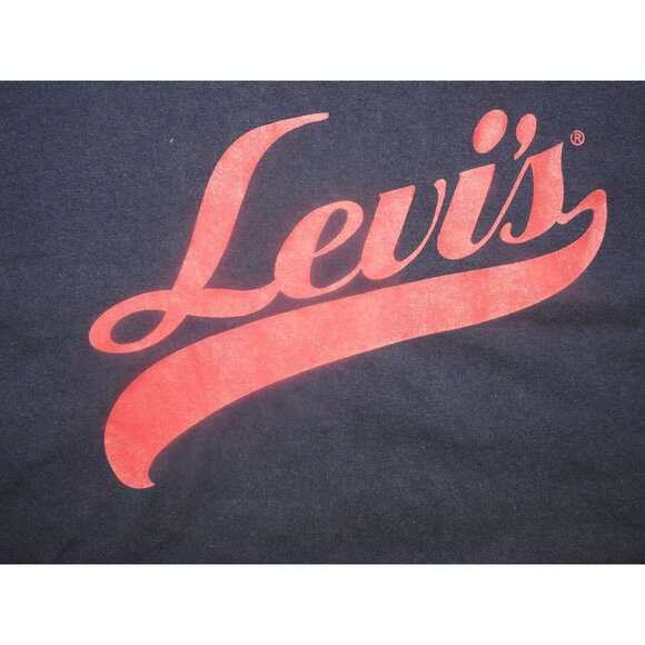 Vintage 90s Levi's Script Tailsweep Logo Black Short Sleeve T-Shirt Large Mexico - Picture 2 of 6